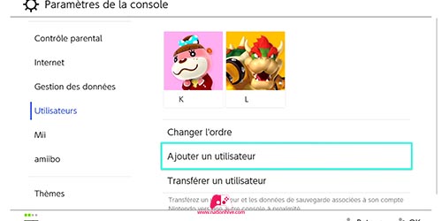 Liste des utilisateurs de la console