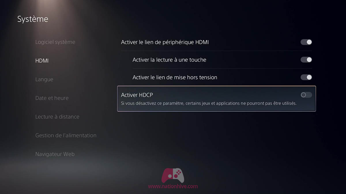 Désactivé le HDCP