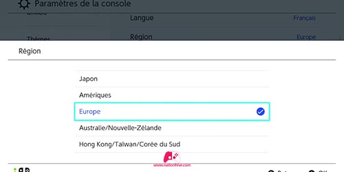 Changer la région de la console