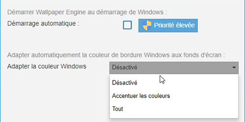 Configuration de Wallpaper Engine