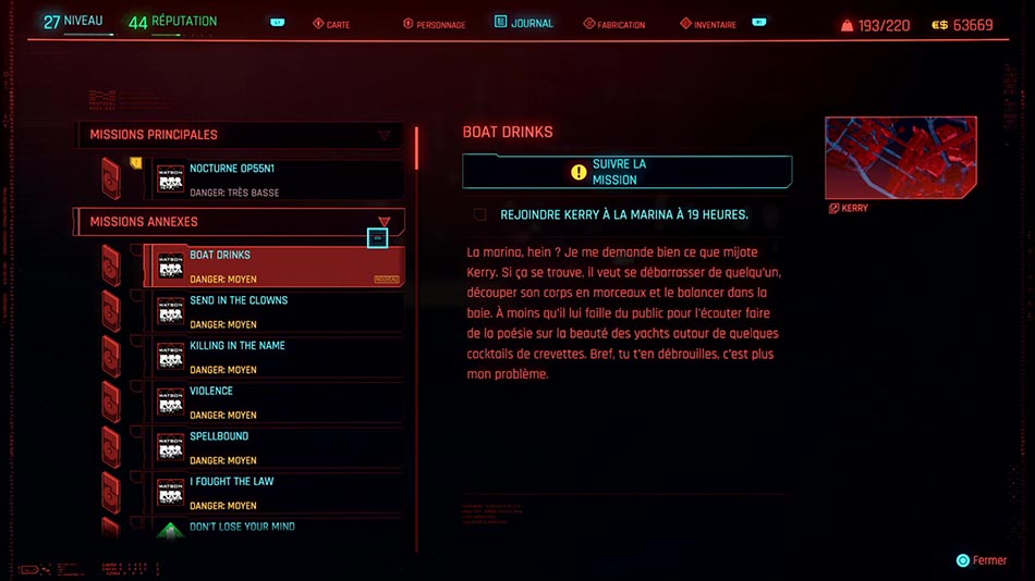 Soluce de la mission Boat Drinks de Cyberpunk 2077