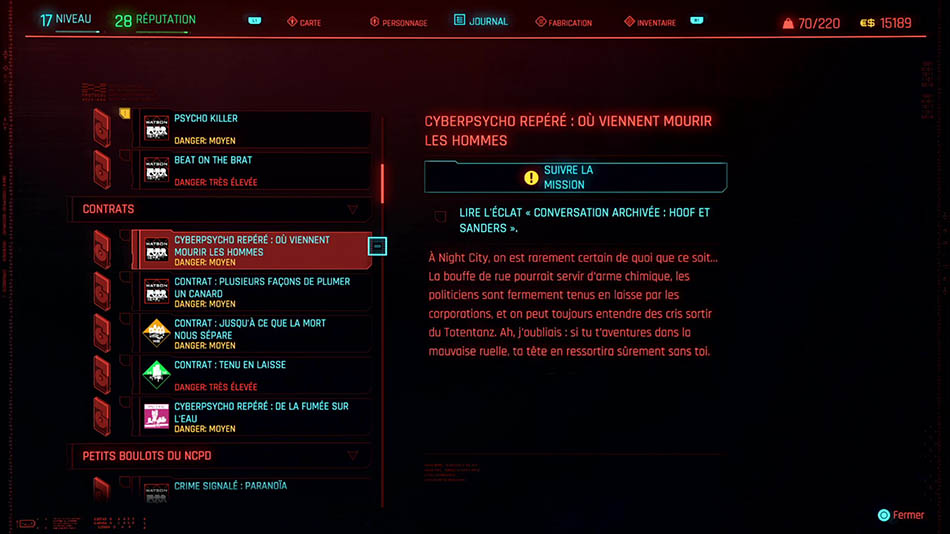 Soluce de la mission Cyberpsycho : Où viennent mourir les hommes de Cyberpunk 2077