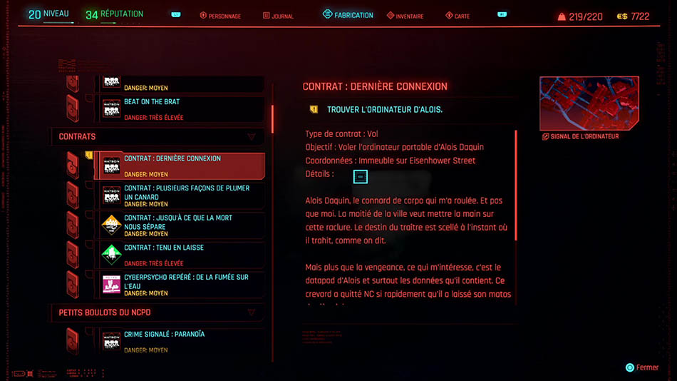 Soluce du contrat Dernière connexion de Cyberpunk 2077
