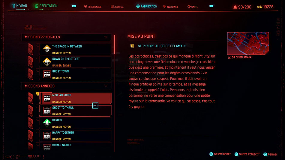 Soluce de la mission Mise au point de Cyberpunk 2077