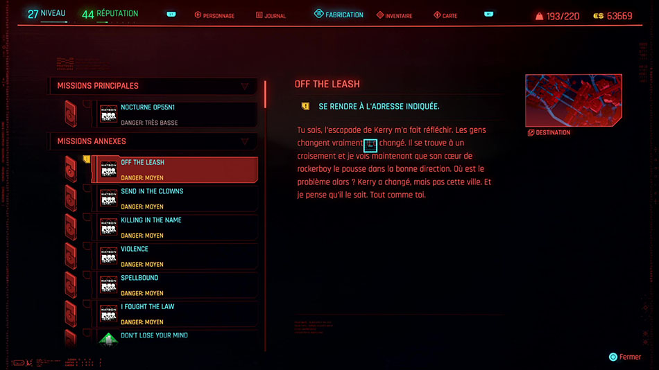 Soluce de la mission Off the Leash de Cyberpunk 2077