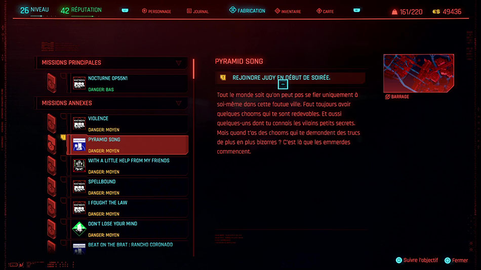 Soluce de la mission Pyramid song de Cyberpunk 2077