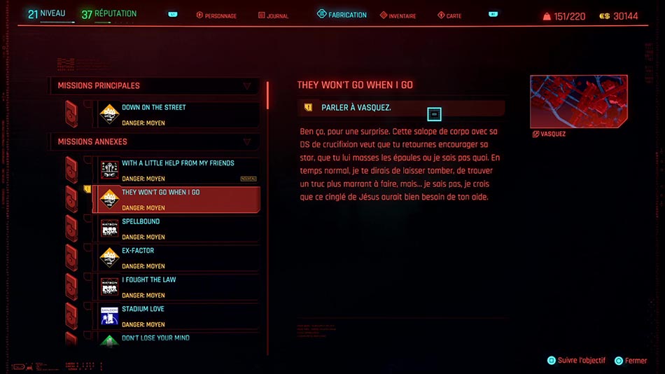 Soluce de la mission They Won't Go When I Go de Cyberpunk 2077