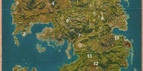 Carte de tous les coffres cryptogrammes