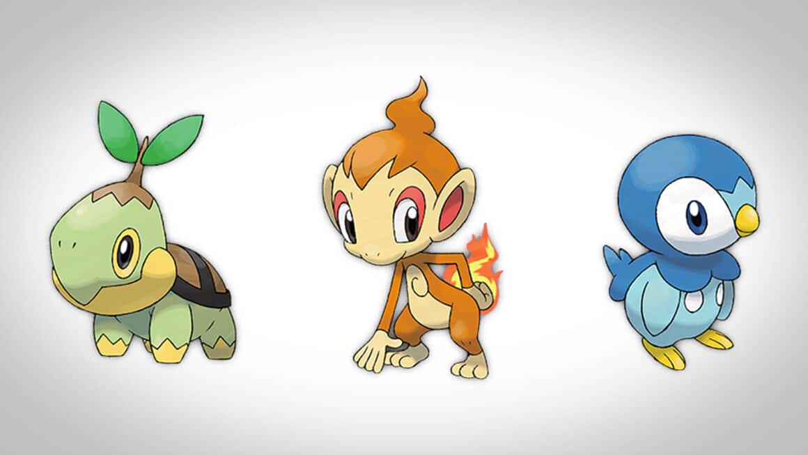 Trois Pokémon Starter de Pokémon Diamant Étincelant et Perle Scintillante