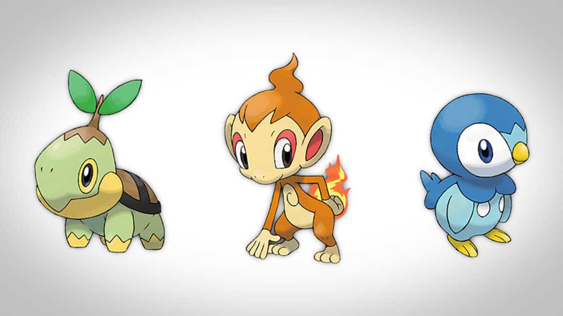 Trois Pokémon Starter de Pokémon Diamant Étincelant et Perle Scintillante