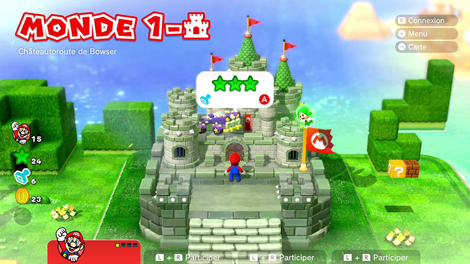 Soluce du Monde 1-Château : Châteauroute de Bowser de Super Mario 3D World