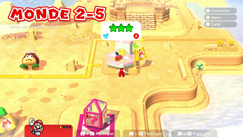 Soluce du Monde 2-5 : Gorge aux doubles cerises de Super Mario 3D World