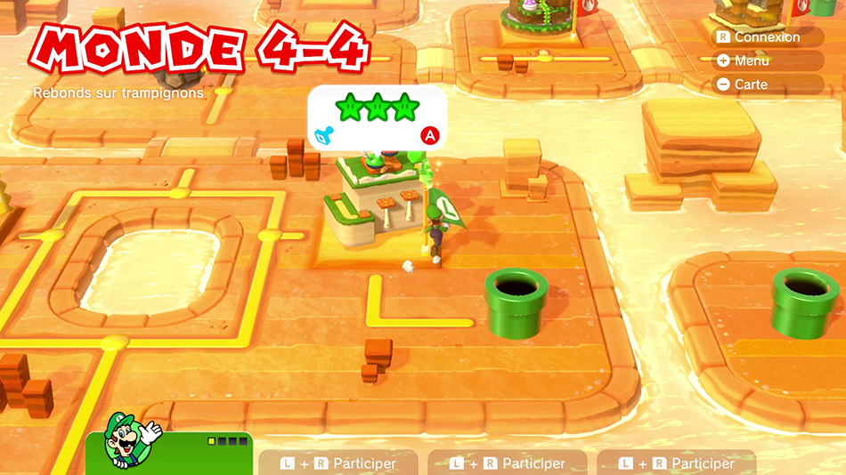 Soluce du Monde 4-4 : Rebonds sur trampignons de Super Mario 3D World