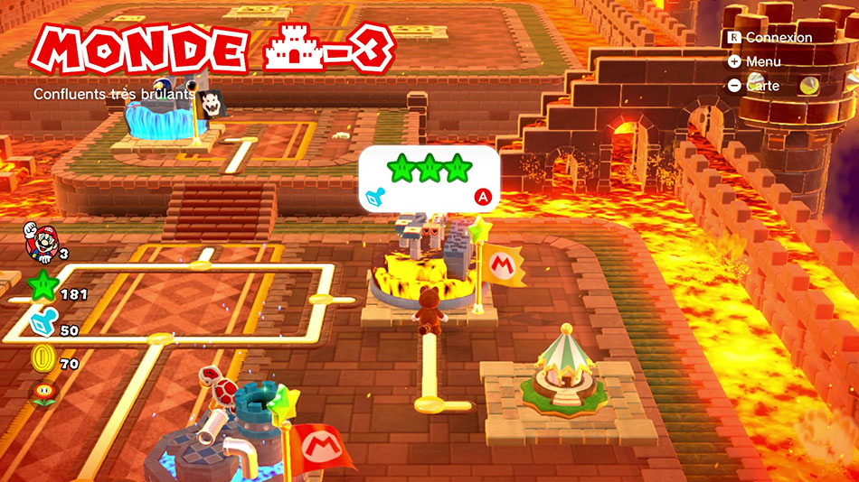 Soluce du Monde Château-3 : Confluents très brûlants de Super Mario 3D World