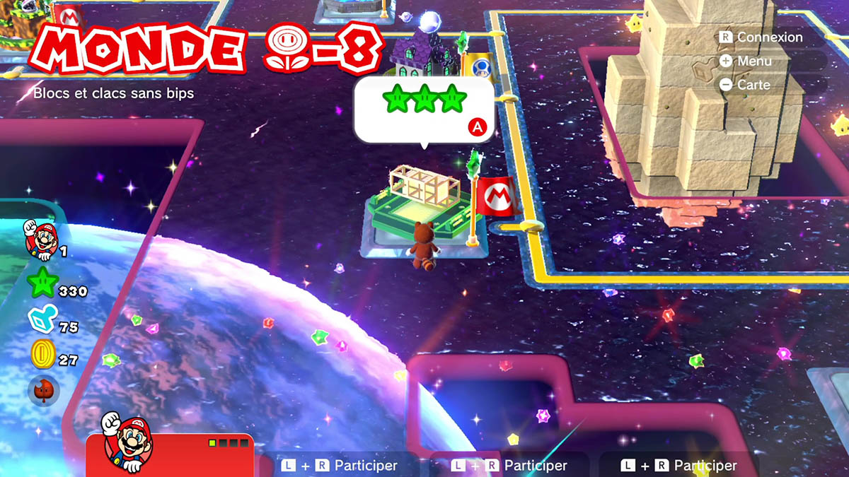 Soluce du Monde Fleur-8 : Blocs et clacs sans bips de Super Mario 3D World