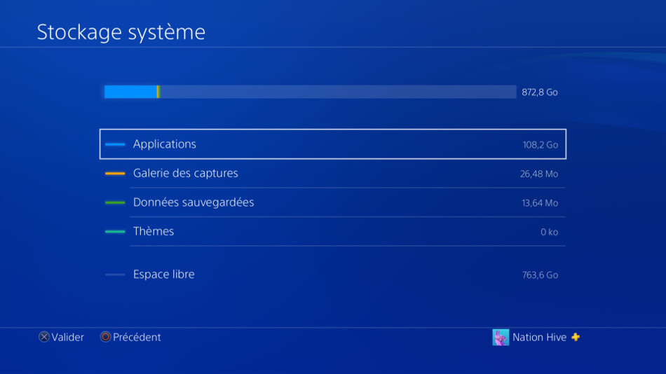 Stockage système de la PS4