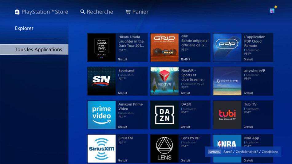 Voir les applications de PS4