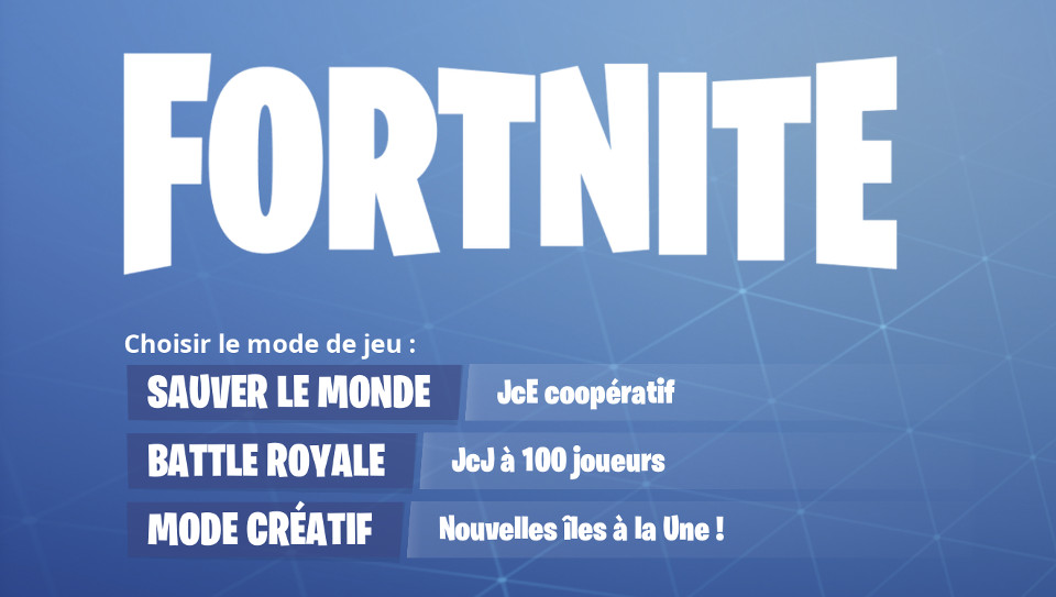 Menu du mode de jeu dans Fortnite