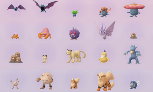 Pokémons in Pokémon GO