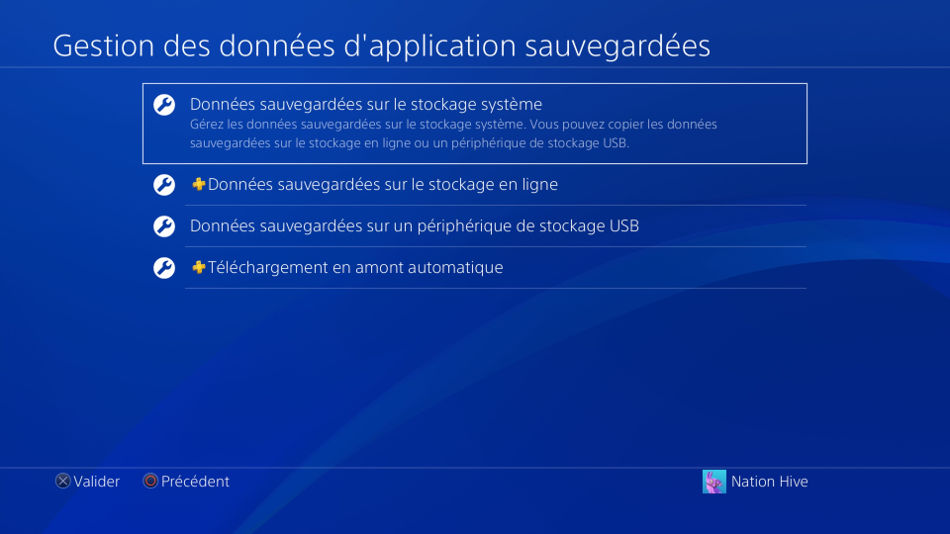 Gestion des sauvegardes sur la PS4