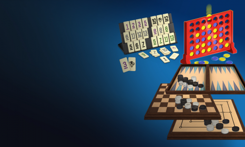 5in1 Game Collection: MyRummy + 4 in a row + Backgammon + Checkers + Mills