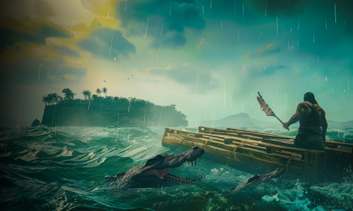 Survival Float Simulator - Crocodile Waters Craft, Raft, Build