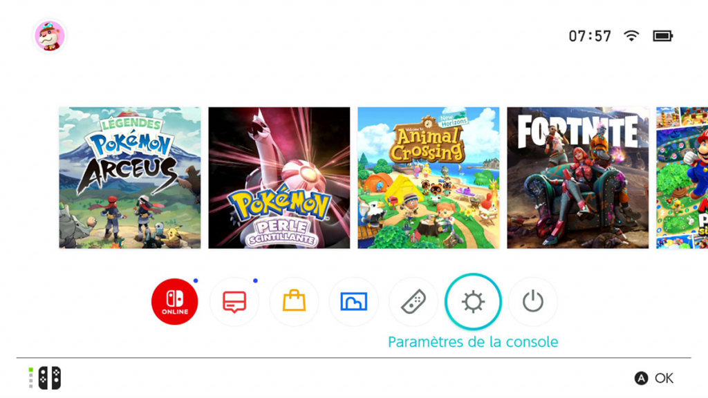 Comment connaitre numéro de version Nintendo Switch