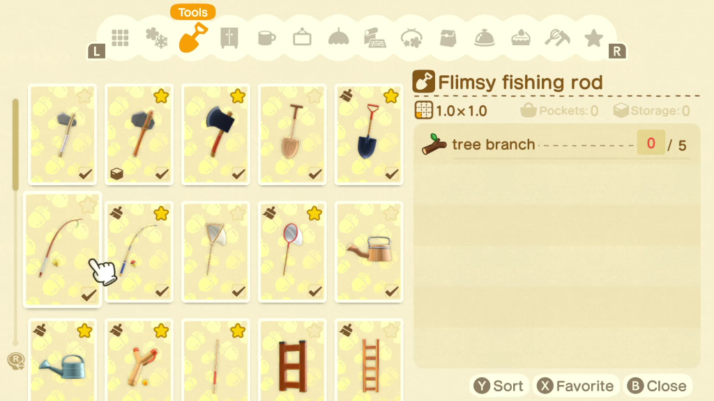 Animal Crossing : New Horizons - Tools list