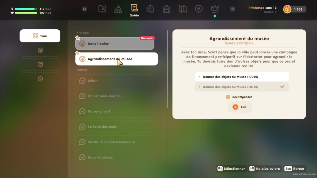 Coral Island: Quête principale 13: Agrandissement du musée